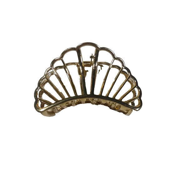Sea Shell Alligator Clip hair Barrette Gold Tone - Picture 1 of 7